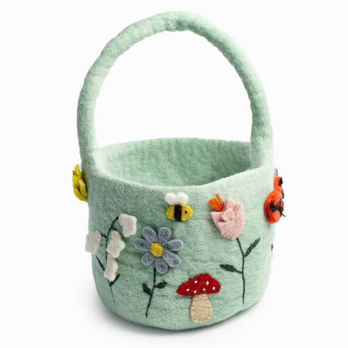 Felt Floral Blue Easter Basket