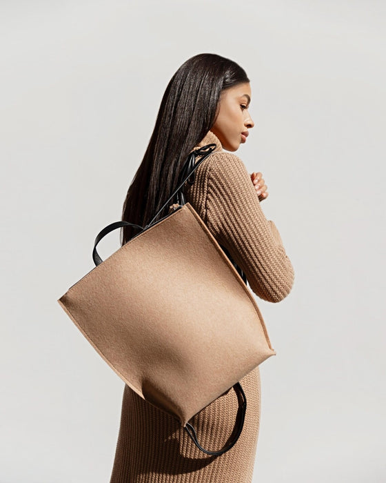 Wool Felt & Leather Backpack