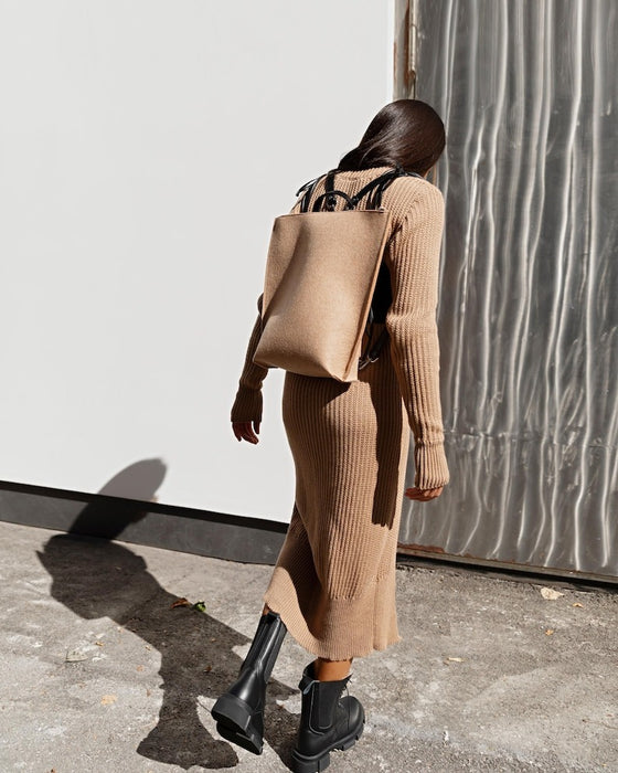 Wool Felt & Leather Backpack