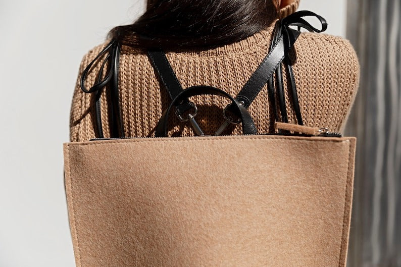 Wool Felt & Leather Backpack