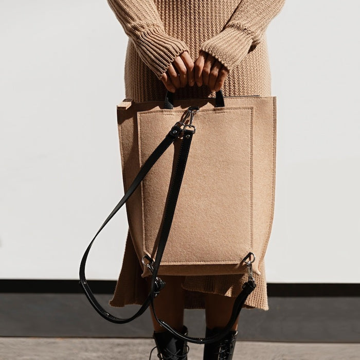 Wool Felt & Leather Backpack