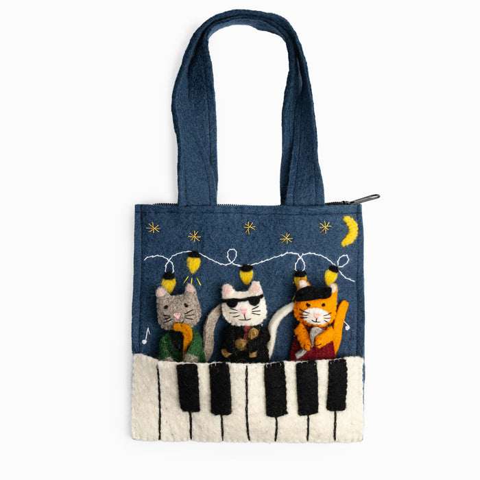 Jazz Cats Felt Puppet Bag