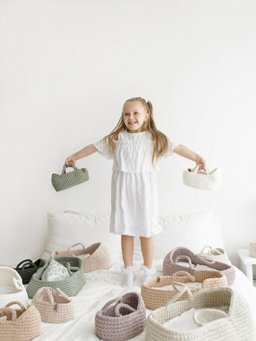 Mini Doll Moses Basket w/Rocking Stand