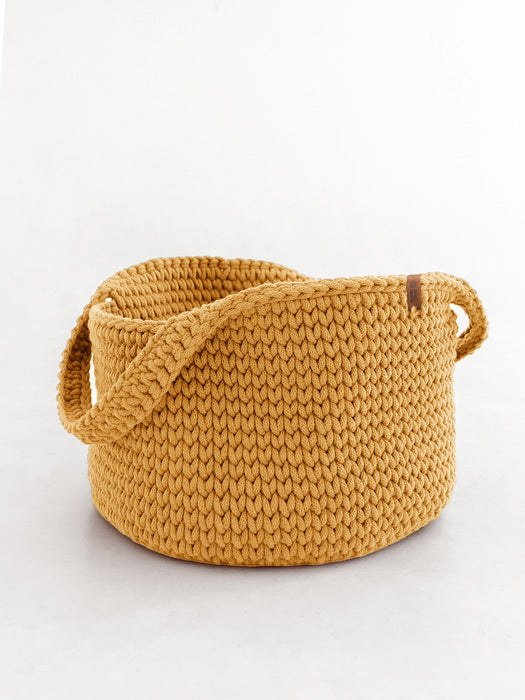 Recycled Cotton Round Basket w/Handles