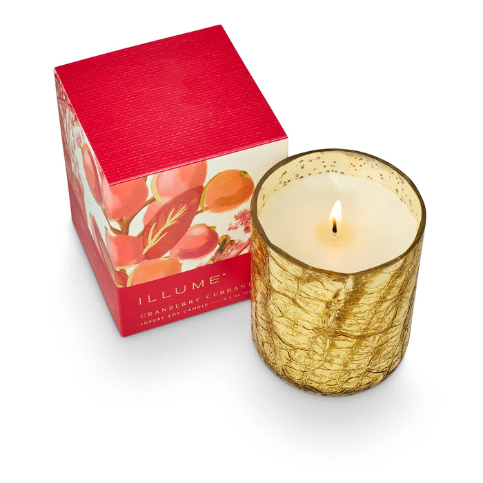 Cranberry Currant Small Crackle Glass Boxed Candle
