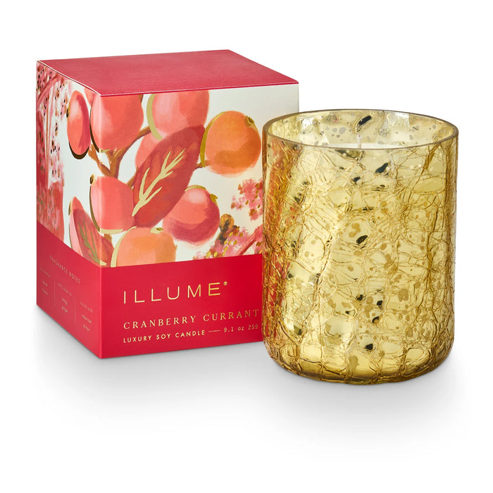 Cranberry Currant Small Crackle Glass Boxed Candle
