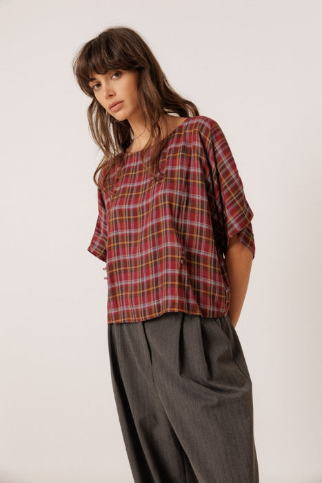 Burdeos Plaid Blouse
