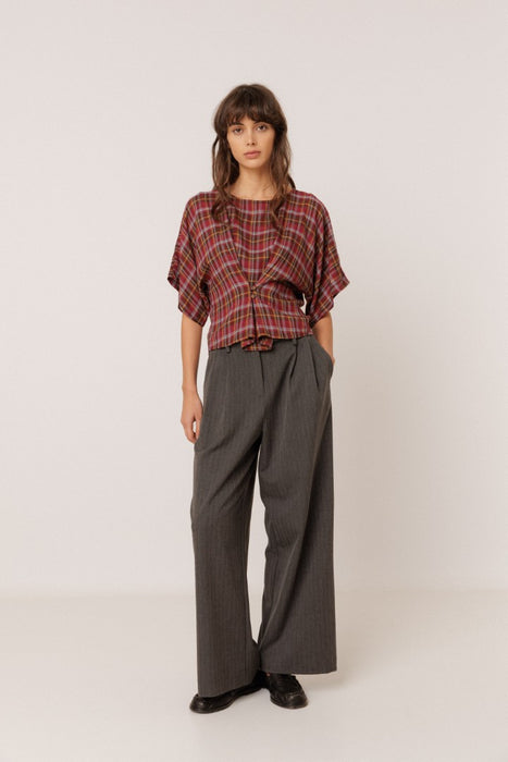 Burdeos Plaid Blouse