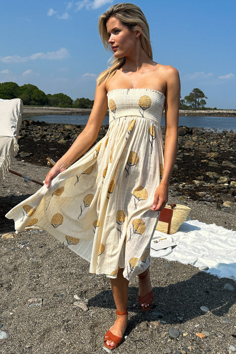 Fan Flowers Smocked Maxi Skirt
