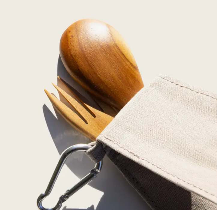 Reusable Compact Wooden Cutlery Set (Fork/Spoon